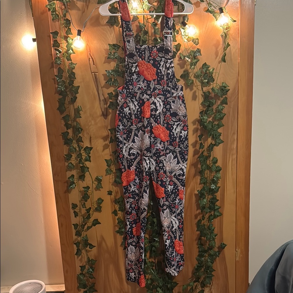 Blackmilk Red and Blue Jumpsuit Modern Abstract Design